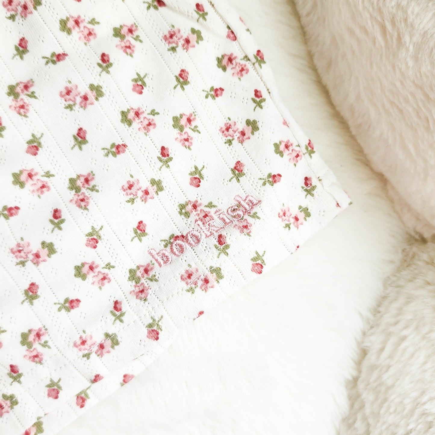 Floral Low Rise Embroidered Bookish Shorts - The Bean Workshop - bookish, Loungewear, shorts