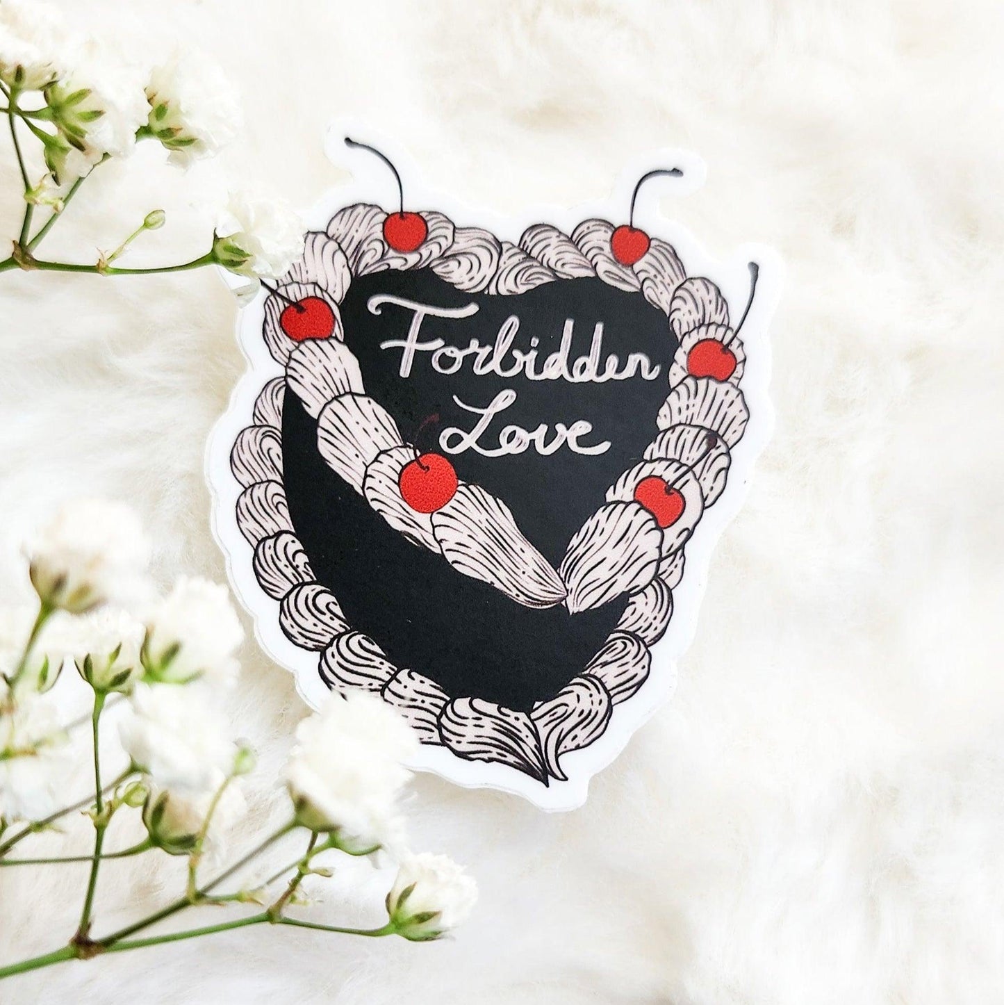 Forbidden Love Book Trope Retro Cake Sticker - The Bean Workshop - book trope, forbidden love, sticker
