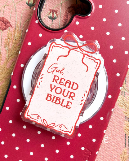 Girl Read Your Bible Coquette Magnetic Kindle Grip or Phone Holder