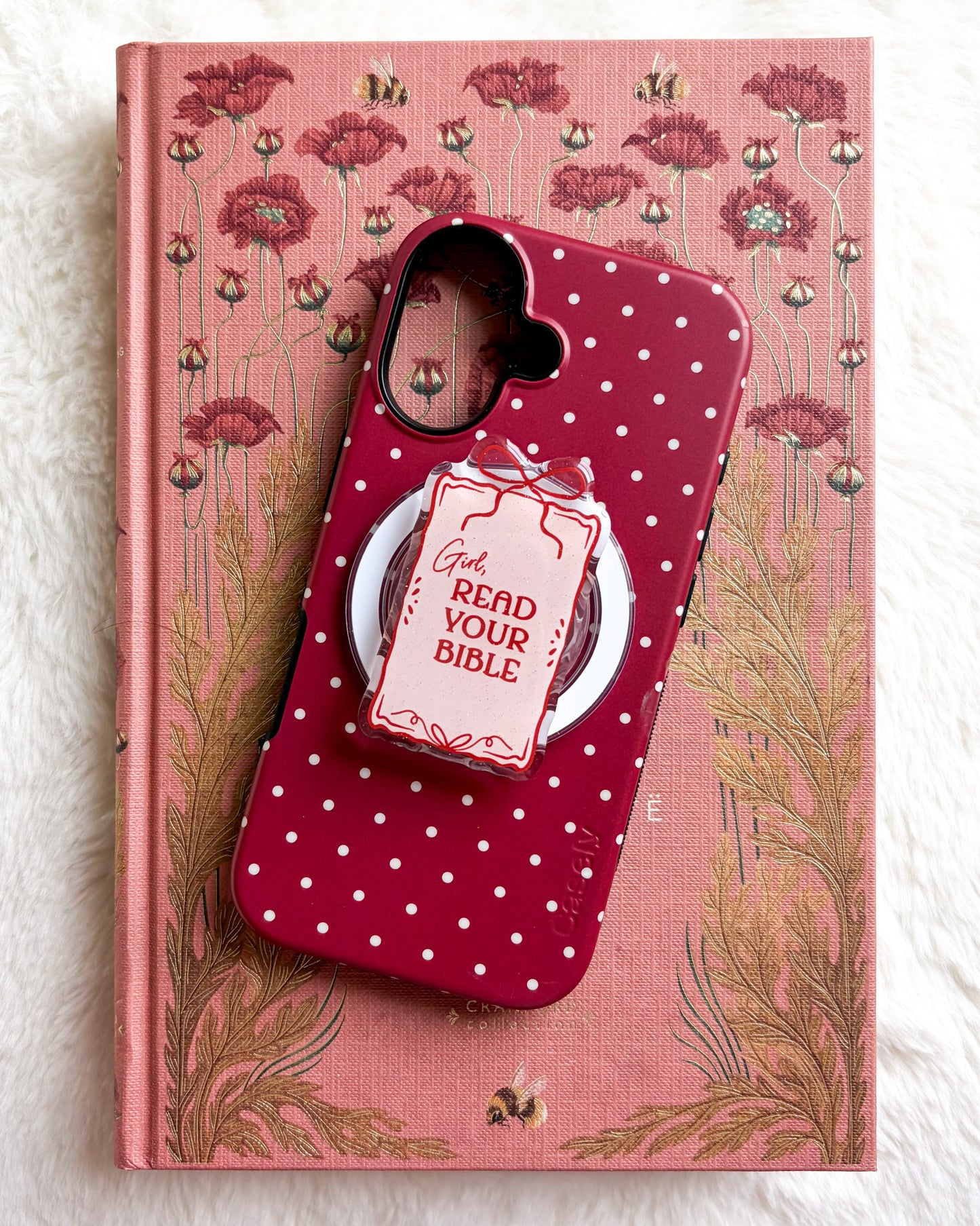 Girl Read Your Bible Coquette Magnetic Kindle Grip or Phone Holder
