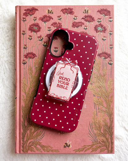 Girl Read Your Bible Coquette Magnetic Kindle Grip or Phone Holder