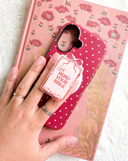 Girl Read Your Bible Coquette Magnetic Kindle Grip or Phone Holder