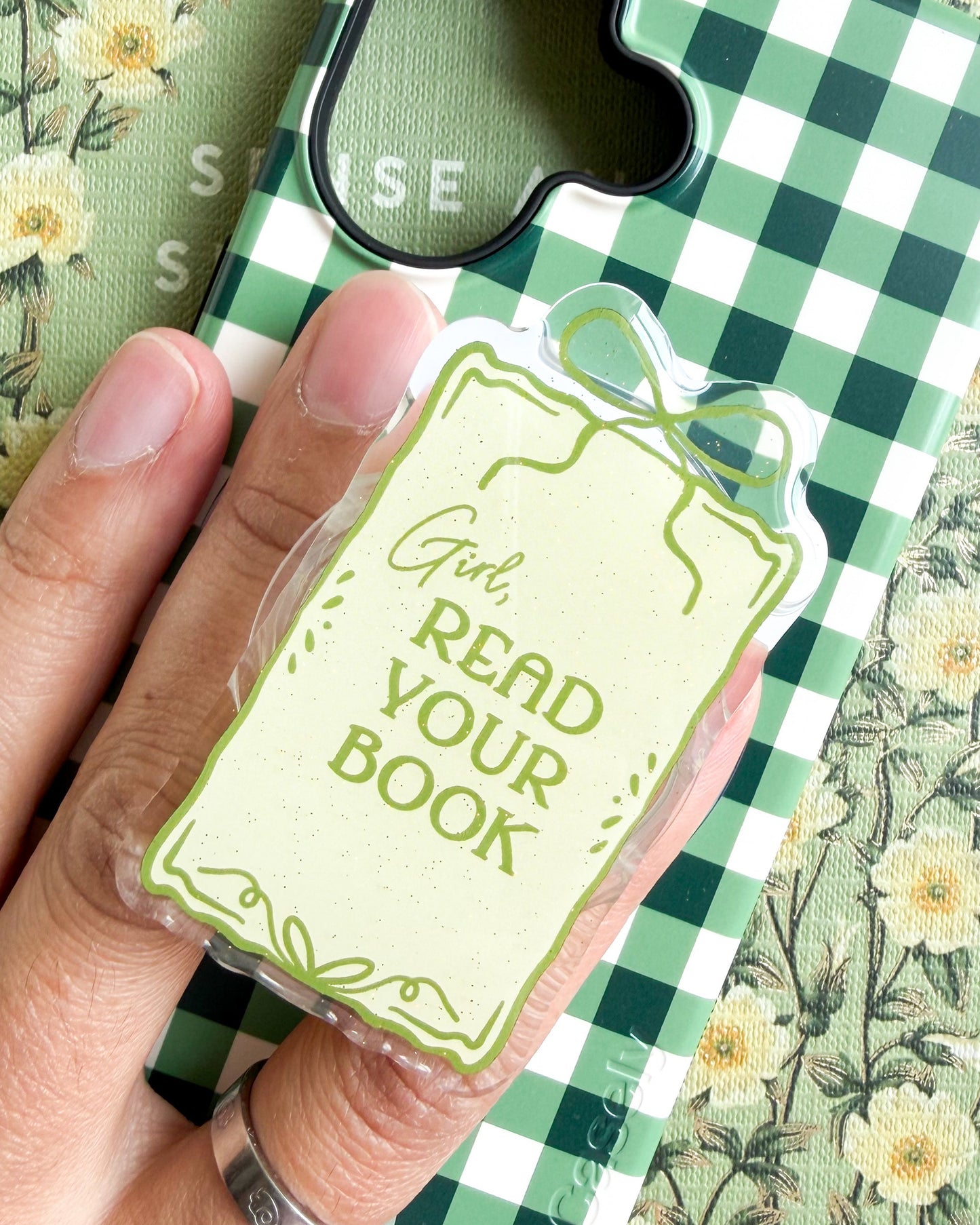 Girl Read Your Book Coquette Magnetic Kindle Grip or Phone Holder