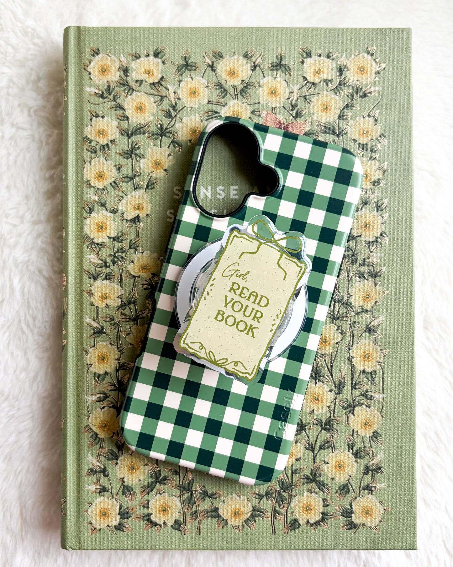 Girl Read Your Book Coquette Magnetic Kindle Grip or Phone Holder