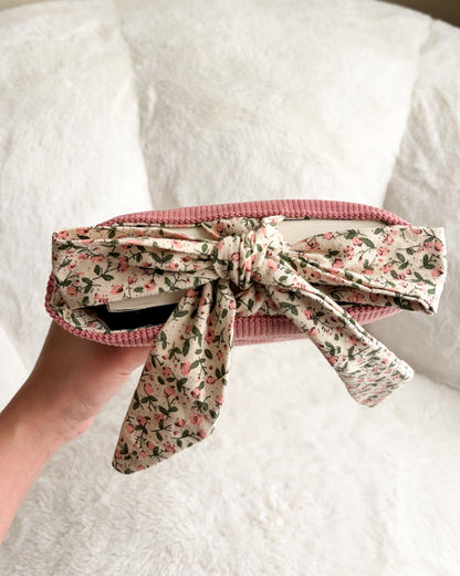Girl Read Your Book Embroidered Corduroy Book Sleeve with Bow Knot - The Bean Workshop - book cover, book girlie, book sleeve, bookish, coquette, corduroy book sleeve, embroidered book sleeve, gift for book lovers, kindle sleeve