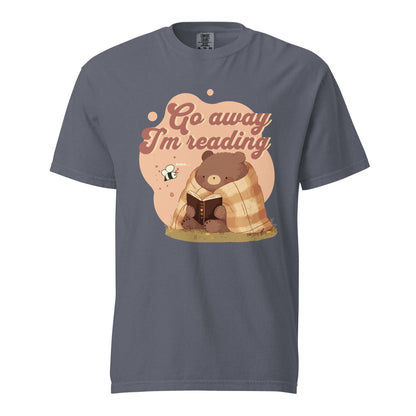Go Away I'm Reading T-Shirt - The Bean Workshop - Book T-Shirt, Cozy Aesthetic, Cute Bear, Cute Bear Reading Graphic T-Shirt, Everyday Wear, fall, Funny Introvert Book Lover Tee, Funny Quote, Gift for Readers, Go Away I'm Reading Shirt, Graphic Tee, Introvert Humor., Reading Shirt, Retro Bookish