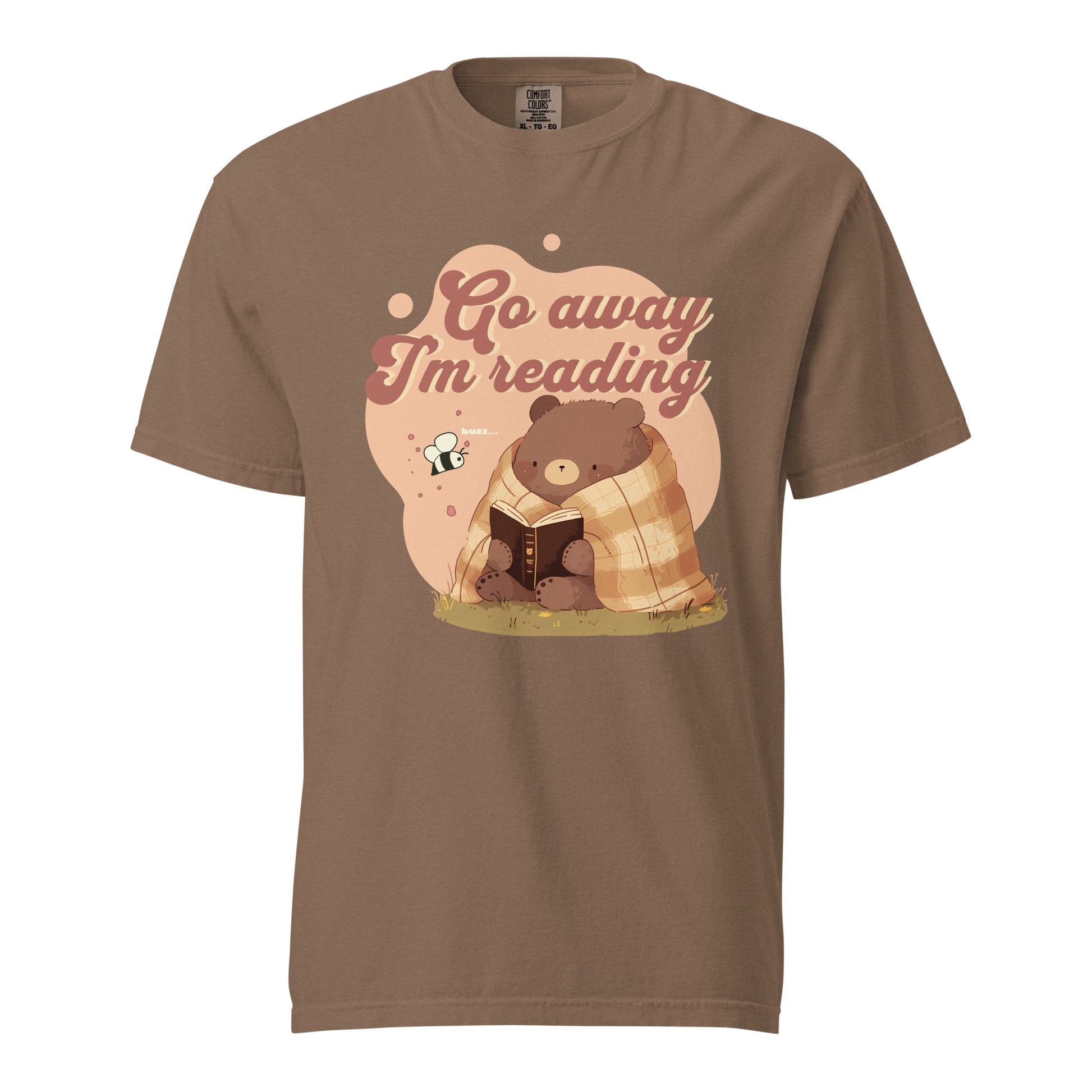 Go Away I'm Reading T-Shirt - The Bean Workshop - Book T-Shirt, Cozy Aesthetic, Cute Bear, Cute Bear Reading Graphic T-Shirt, Everyday Wear, fall, Funny Introvert Book Lover Tee, Funny Quote, Gift for Readers, Go Away I'm Reading Shirt, Graphic Tee, Introvert Humor., Reading Shirt, Retro Bookish