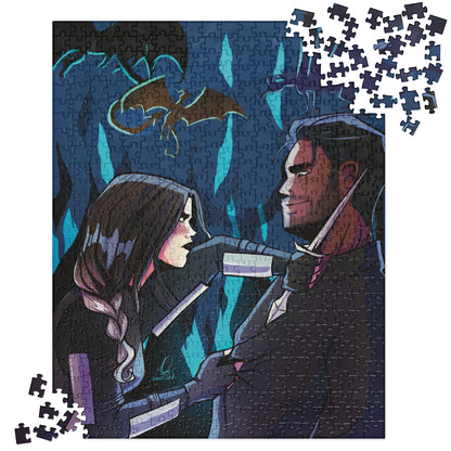 Going for blood - Violet and Xaden Jigsaw Puzzle - The Bean Workshop - Bookish Accesories, Fourth Wing, Jigsaw Puzzle, Rebecca Yarros, The Empyrean, Violet and Xaden, Violet Sorrengail, Xaden Riorson