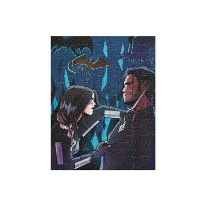 Going for blood - Violet and Xaden Jigsaw Puzzle - The Bean Workshop - Bookish Accesories, Fourth Wing, Jigsaw Puzzle, Rebecca Yarros, The Empyrean, Violet and Xaden, Violet Sorrengail, Xaden Riorson