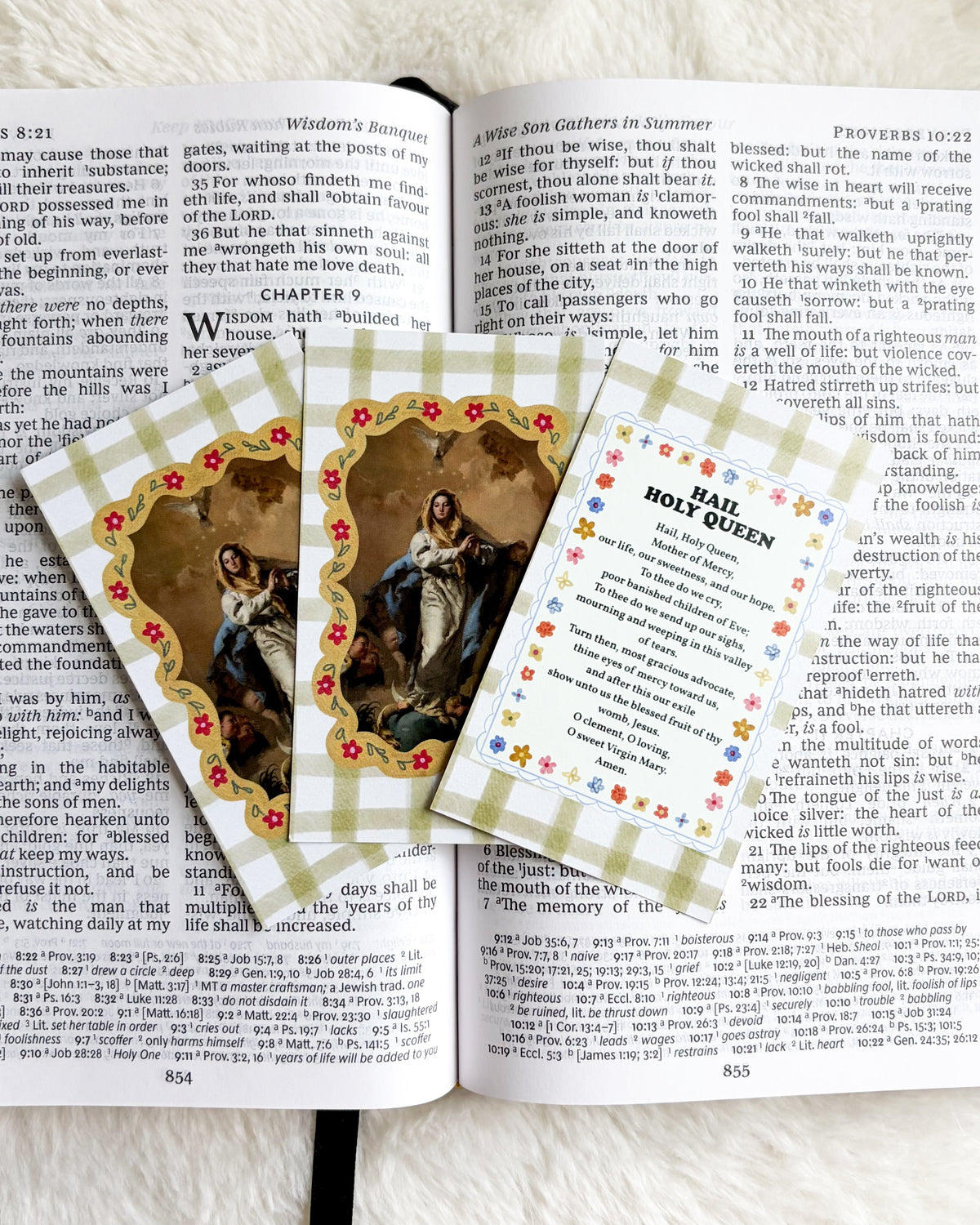 Hail Holy Queen Prayer Card & Bookmark - The Bean Workshop - archangel, Baptism, Catholic, children, Confirmation, Confirmation gift, faith gift, First Communion, guardian angel, Hail Holy Queen, Hail Mary, Holy Family, Holy Spirit, Marian gift, Pentecost, prayer card, St. Joseph, St. Michael