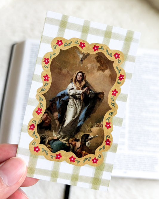Hail Holy Queen Prayer Card & Bookmark - The Bean Workshop - archangel, Baptism, Catholic, children, Confirmation, Confirmation gift, faith gift, First Communion, guardian angel, Hail Holy Queen, Hail Mary, Holy Family, Holy Spirit, Marian gift, Pentecost, prayer card, St. Joseph, St. Michael