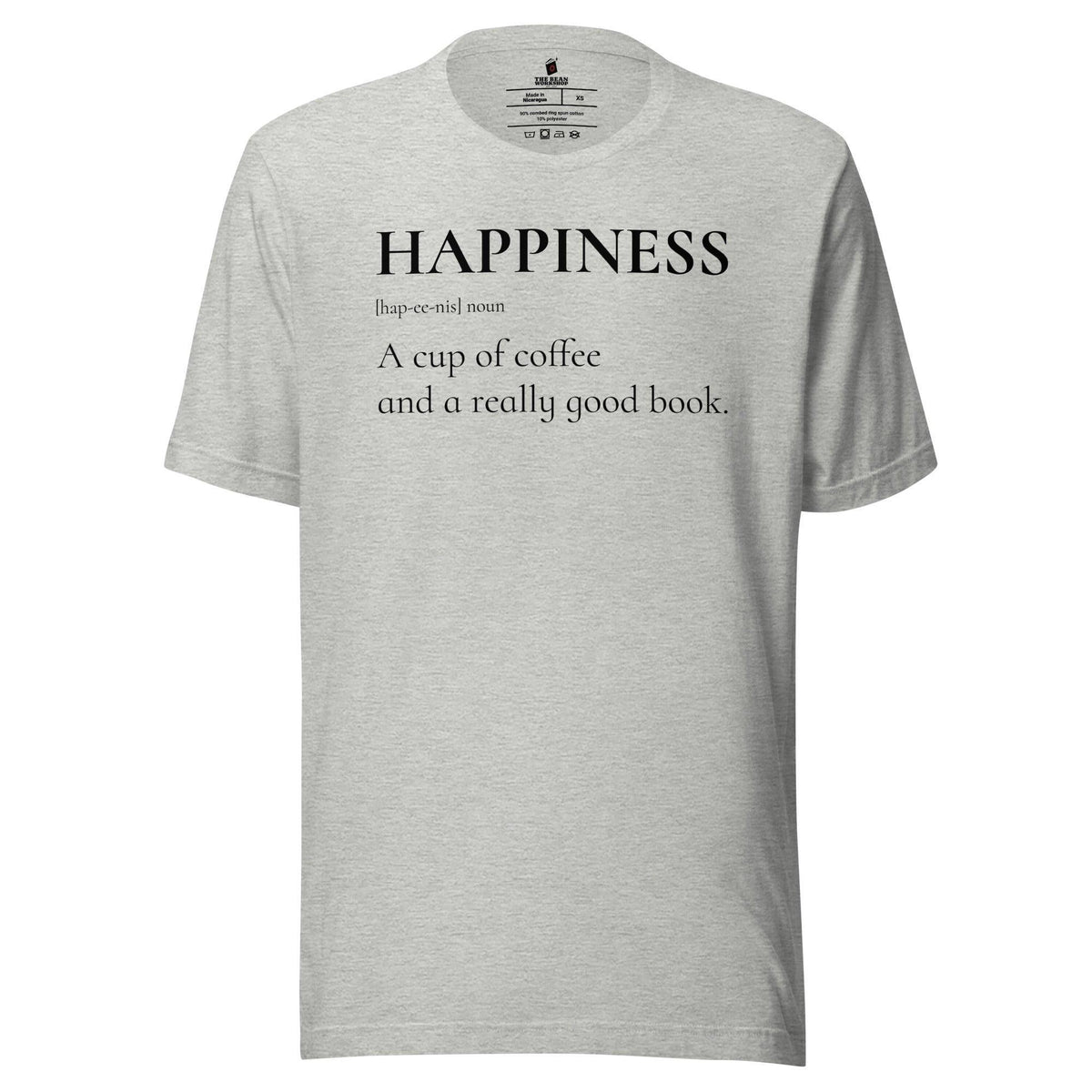 Happiness is a Cup of Coffee and a Good Book T-Shirt - The Bean Workshop - book lover, bookish, read everyday, t-shirt
