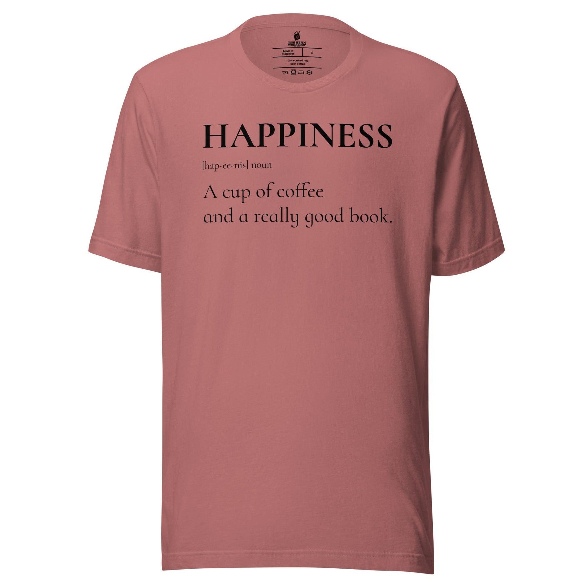 Happiness is a Cup of Coffee and a Good Book T-Shirt - The Bean Workshop - book lover, bookish, read everyday, t-shirt