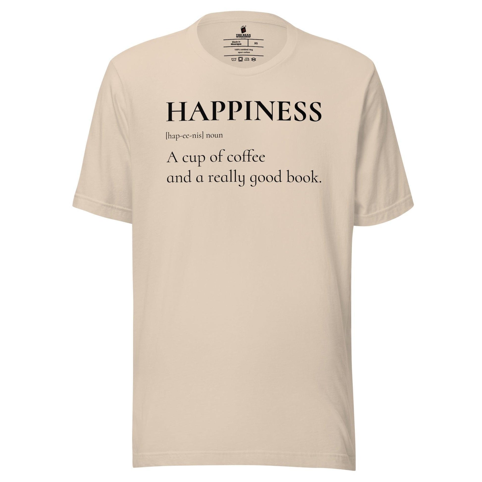 Happiness is a Cup of Coffee and a Good Book T-Shirt - The Bean Workshop - book lover, bookish, read everyday, t-shirt