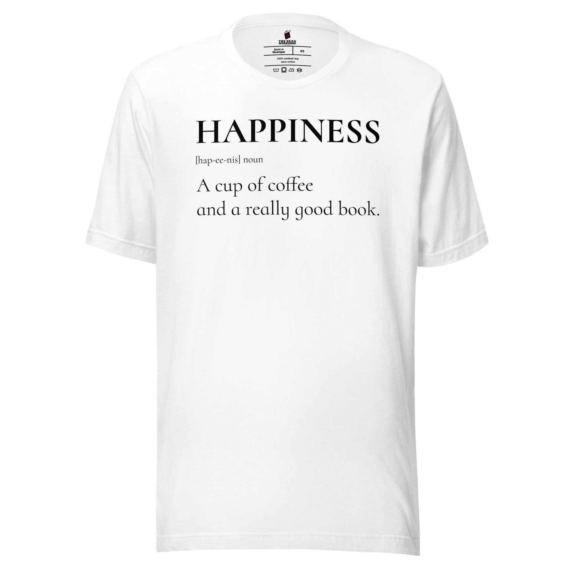 Happiness is a Cup of Coffee and a Good Book T-Shirt - The Bean Workshop - book lover, bookish, read everyday, t-shirt