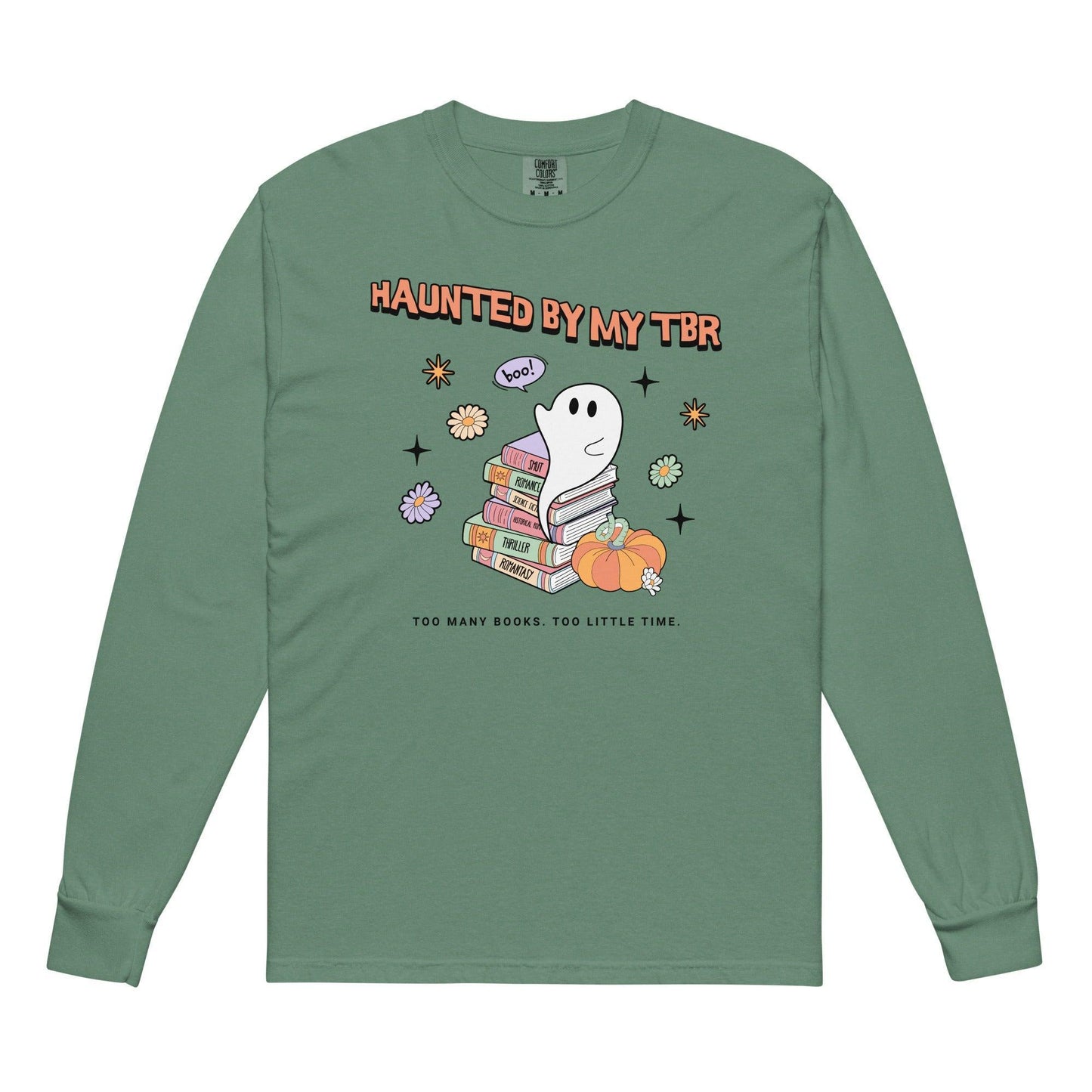 Haunted by TBR Heavyweight Long Sleeve Shirt - The Bean Workshop - halloween, long sleeve shirt, long sleeve tee