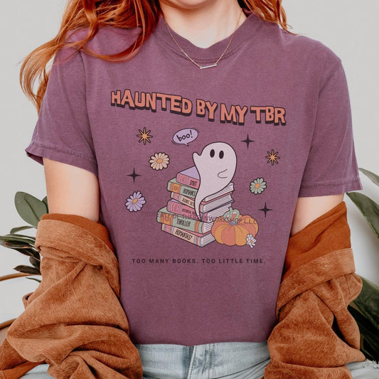 Haunted by TBR Tee Shirt - The Bean Workshop - book lovers, bookish, box tee, halloween