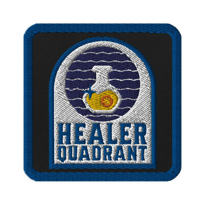 Healer Quadrant Embroidered Patch - The Bean Workshop - Arched Window Healer Illustration, Basgiath War College Healer Fandom Iron-On Patch Fantasy Reader, Blue White Potion Flask Embroidery, Dark Fantasy Aesthetic, embroidered, Embroidered Patch, Empyrean Fandom, Fandom Collectible Gift for Fantasy Reader, Fandom Quadrant Badge Style, fourth wing, Healer Quadrant Embroidered Patch Empyrean Series Fan Gift, Jacket Bag Customization Bookish Accessory, Navarre Healer Quadrant Patch, patch, rebecca yarros
