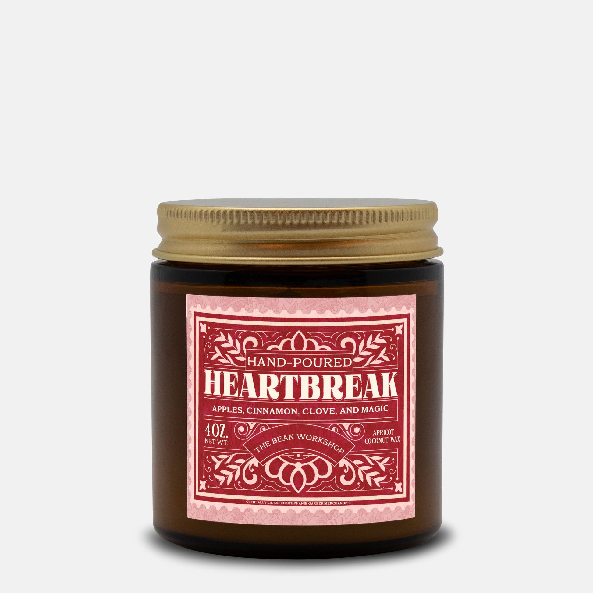 Heartbreak Candle Amber Jar 4oz - The Bean Workshop - once upon a broken heart, ouabh, stephanie garber