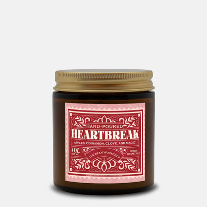 Heartbreak Candle Amber Jar 4oz - The Bean Workshop - once upon a broken heart, ouabh, stephanie garber