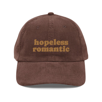 Hopeless Romantic Vintage Corduroy Cap - The Bean Workshop - book lover, bookish, cap, corduroy cap, embroidered, hat, old school, vintage