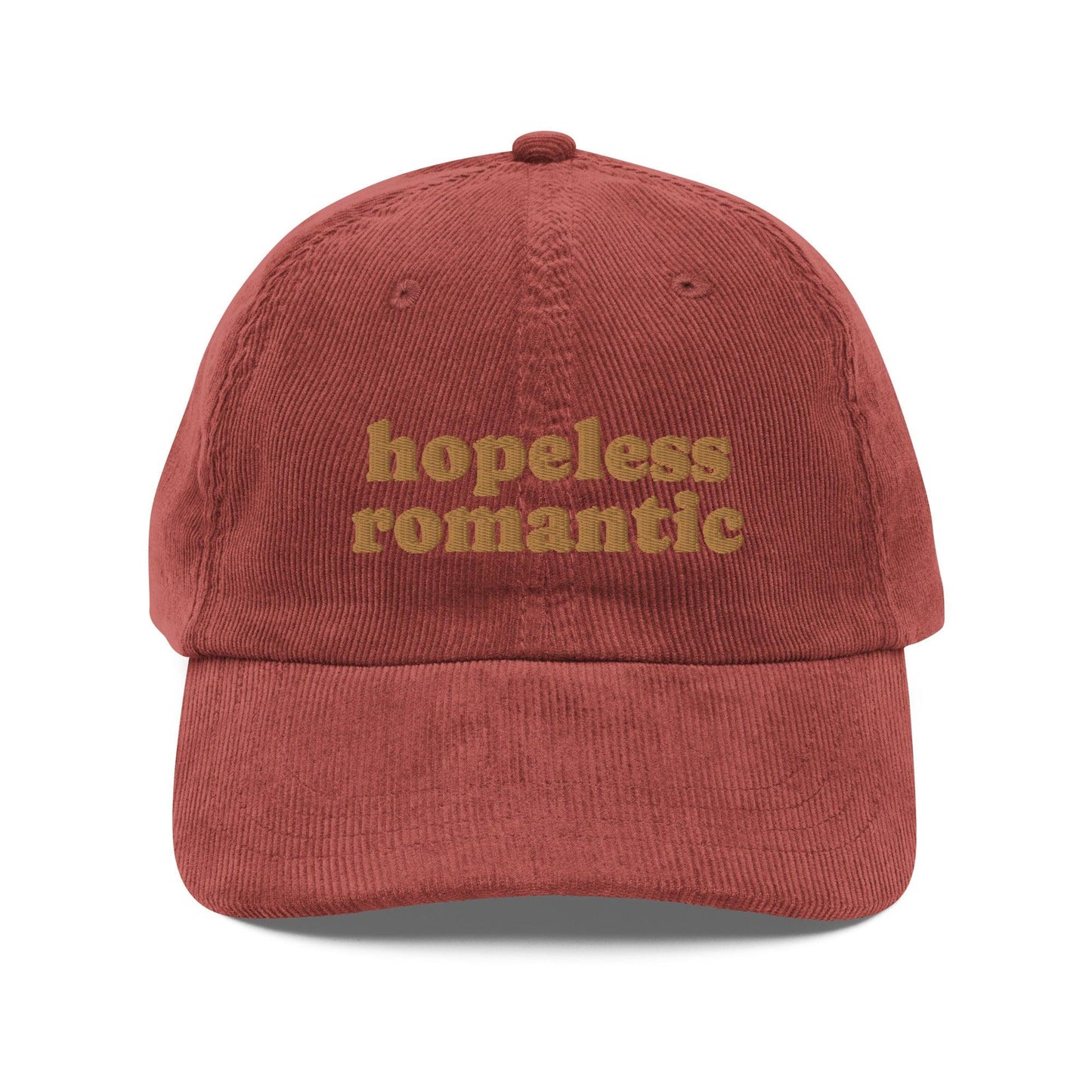 Hopeless Romantic Vintage Corduroy Cap - The Bean Workshop - book lover, bookish, cap, corduroy cap, embroidered, hat, old school, vintage