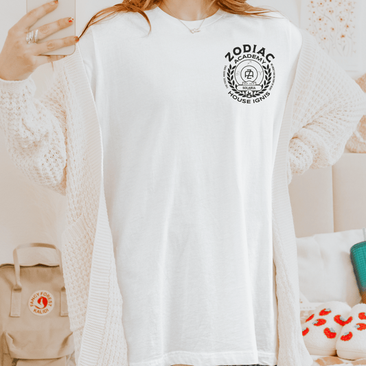 House Ignis Tee Shirt - The Bean Workshop - Caroline Peckham, House Ignis, Solaria, Susanne Valenti, t-shirt, tee, twin sisters, Zodiac Academy