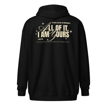 I Am Yours Zip Hoodie - The Bean Workshop - blend zip hoodie, fourth wing, iron flame, rebecca yarros, violet sorrengail, xaden riorson