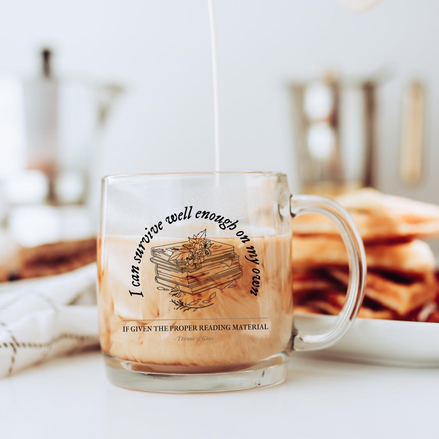 I Can Survive Well Enough Glass Mug - The Bean Workshop - aelin galathynius, caelena sardothien, glass mug, mug, sarah j. maas, throne of glass, TOG