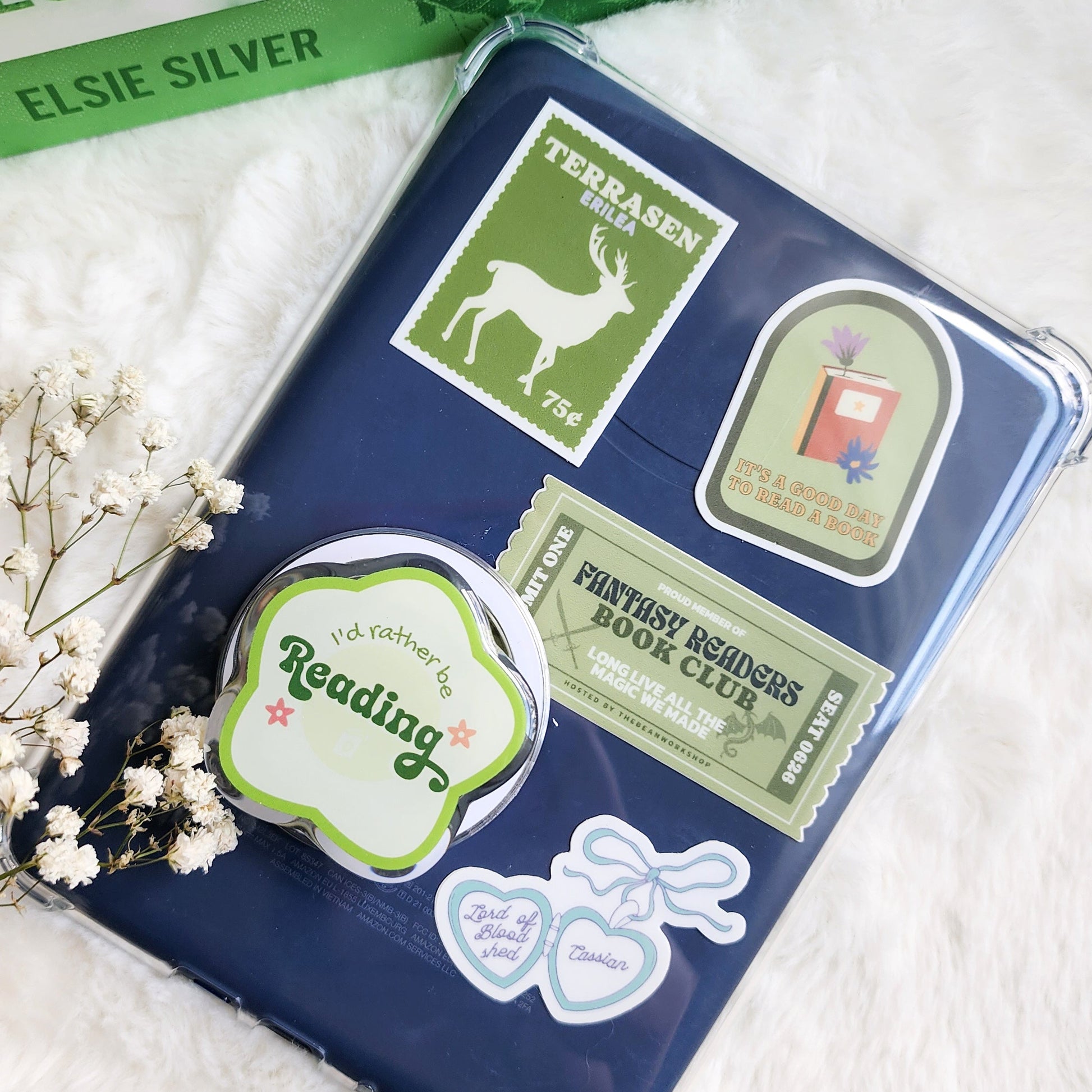 I'd Rather Be Reading Magnetic Kindle Grip or Phone Holder - The Bean Workshop - Bookish Accessories, kindle grip, reading accessories