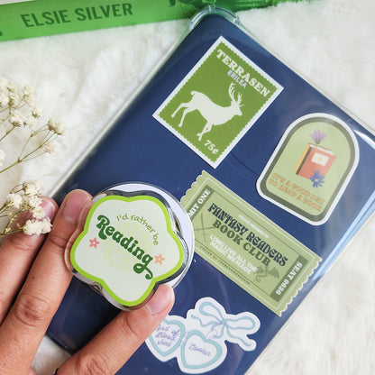 I'd Rather Be Reading Magnetic Kindle Grip or Phone Holder - The Bean Workshop - Bookish Accessories, kindle grip, reading accessories