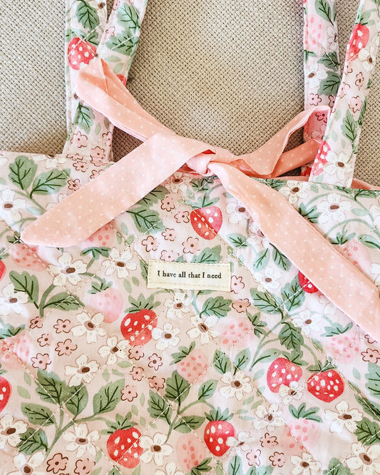 I Have All That I Need Cotton Quilted Tote Bag - The Bean Workshop - bible book, bible tote, christian bag, christian tote bag, church bag, faith tote, gift for women, psalm 23, quilted tote, quilted tote bag