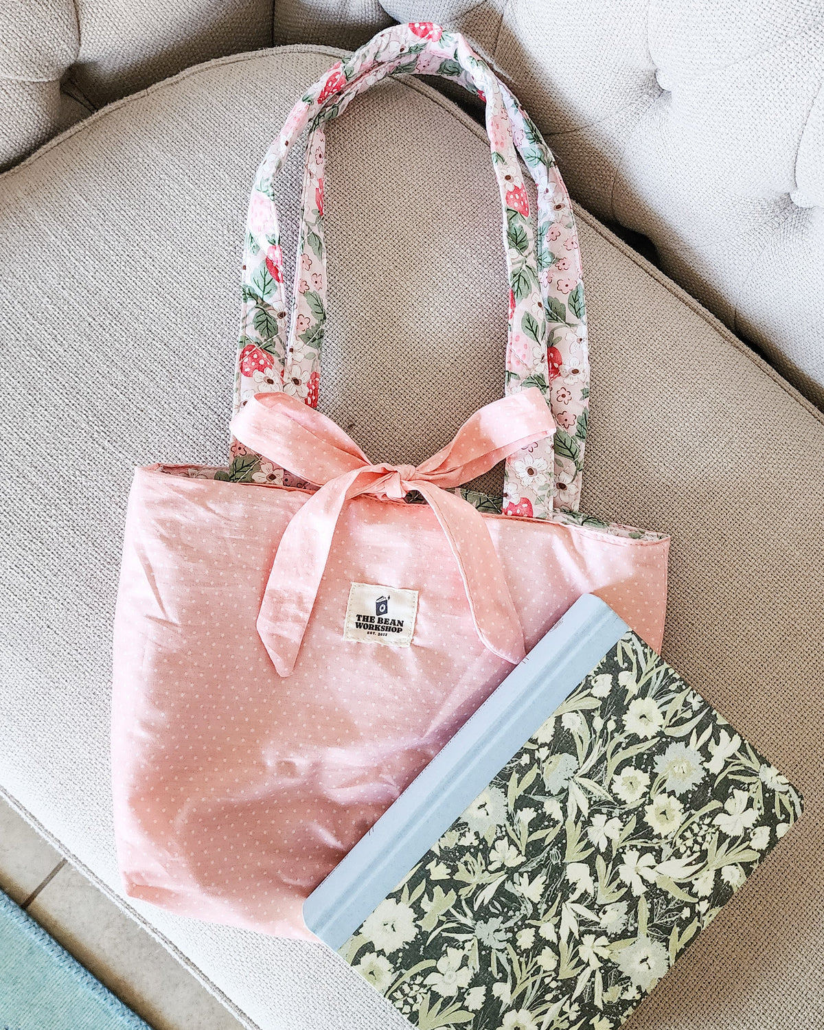 I Have All That I Need Cotton Quilted Tote Bag - The Bean Workshop - bible book, bible tote, christian bag, christian tote bag, church bag, faith tote, gift for women, psalm 23, quilted tote, quilted tote bag