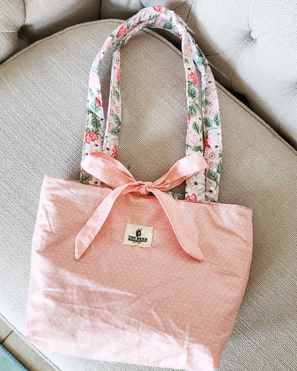 I Have All That I Need Cotton Quilted Tote Bag - The Bean Workshop - bible book, bible tote, christian bag, christian tote bag, church bag, faith tote, gift for women, psalm 23, quilted tote, quilted tote bag