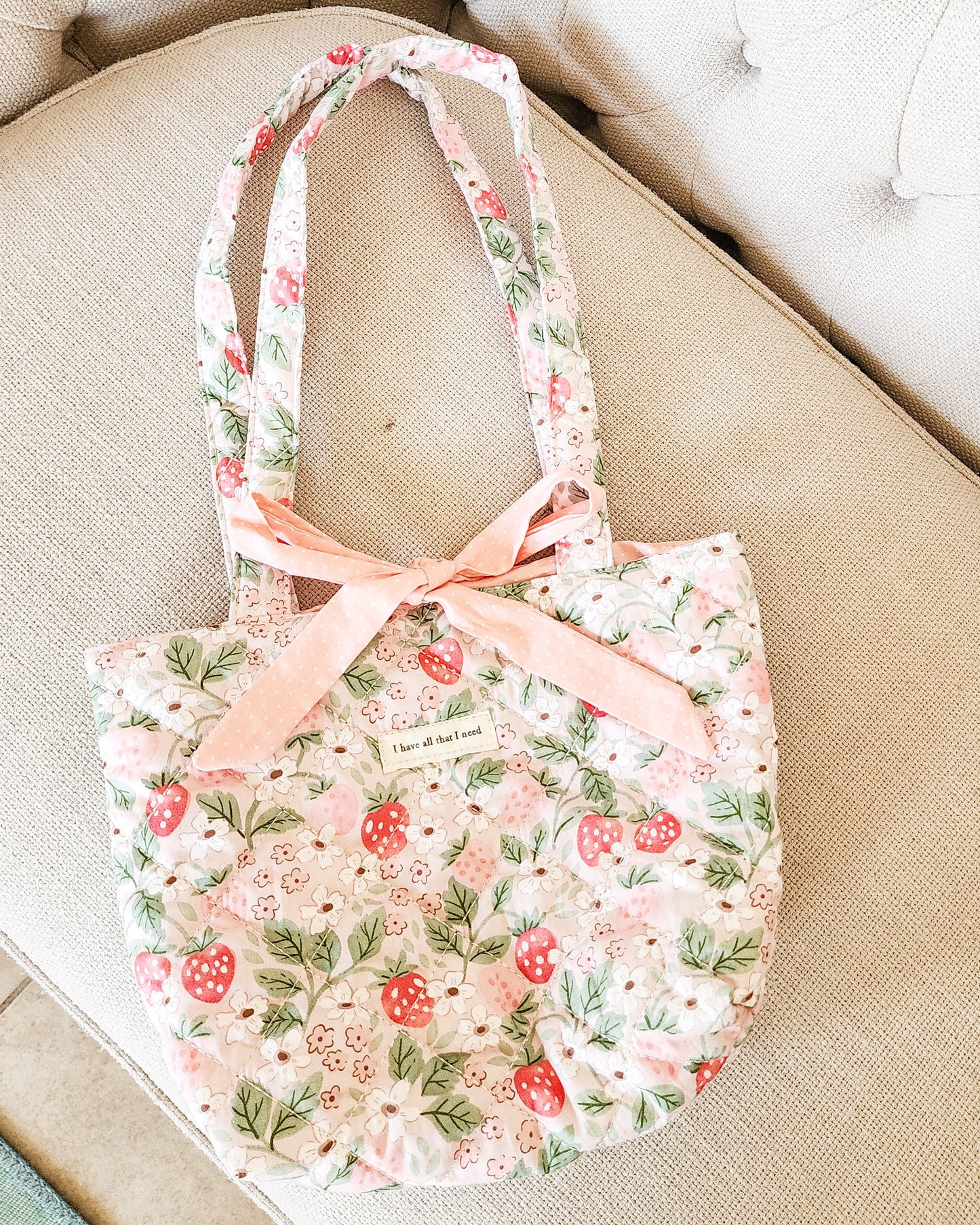 I Have All That I Need Cotton Quilted Tote Bag