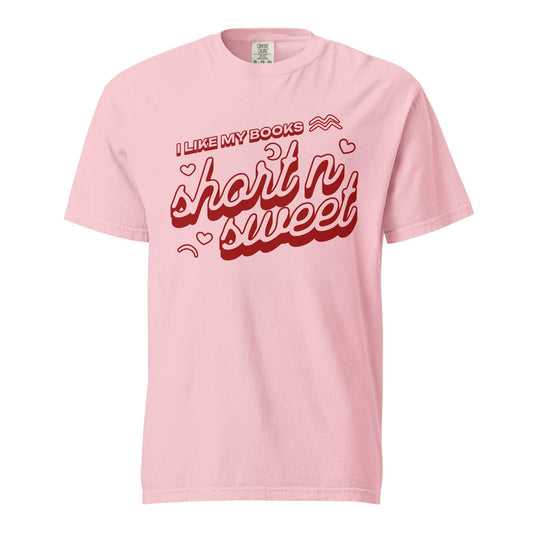 I Like My Books Short n' Sweet T-Shirt - The Bean Workshop - book design, book lover gift, book t-shirt, bookaholic apparel, funny book shirt, read everyday, reading shirt, short stories, t-shirt, tee