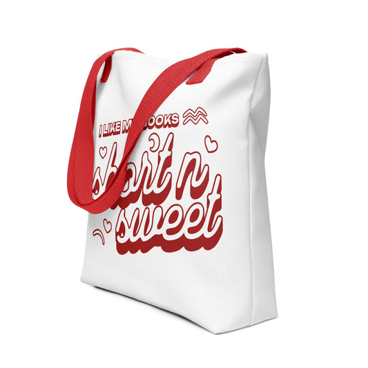 I Like My Books Short n' Sweet Tote Bag - The Bean Workshop - book lover gift, book tote bag, bookaholic gift, bookworm gift, read everyday, reading tote bag, reusable bag, Short n' Sweet Collection, tote