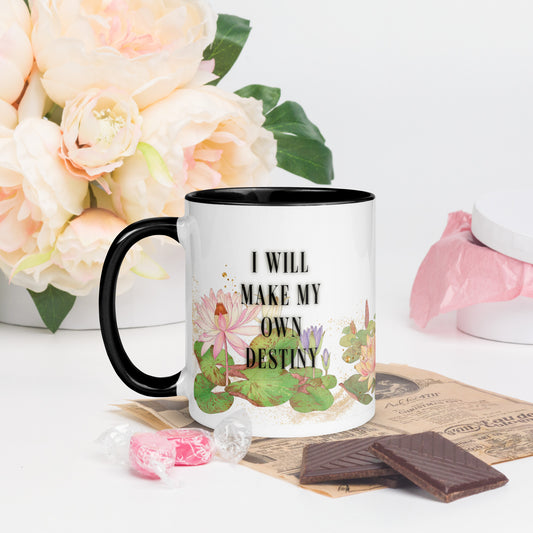 I Will Make My Own Destiny Ceramic Mug - The Bean Workshop - Asian fantasy inspired mug, Book lover gift idea, Bookish aesthetic, Celestial Kingdom, coffee mug, Destiny quote lotus mug, Fantasy rebellion quote, Immortal, Liyen, mug, Strong woman book apparel, Sue Lynn Tan