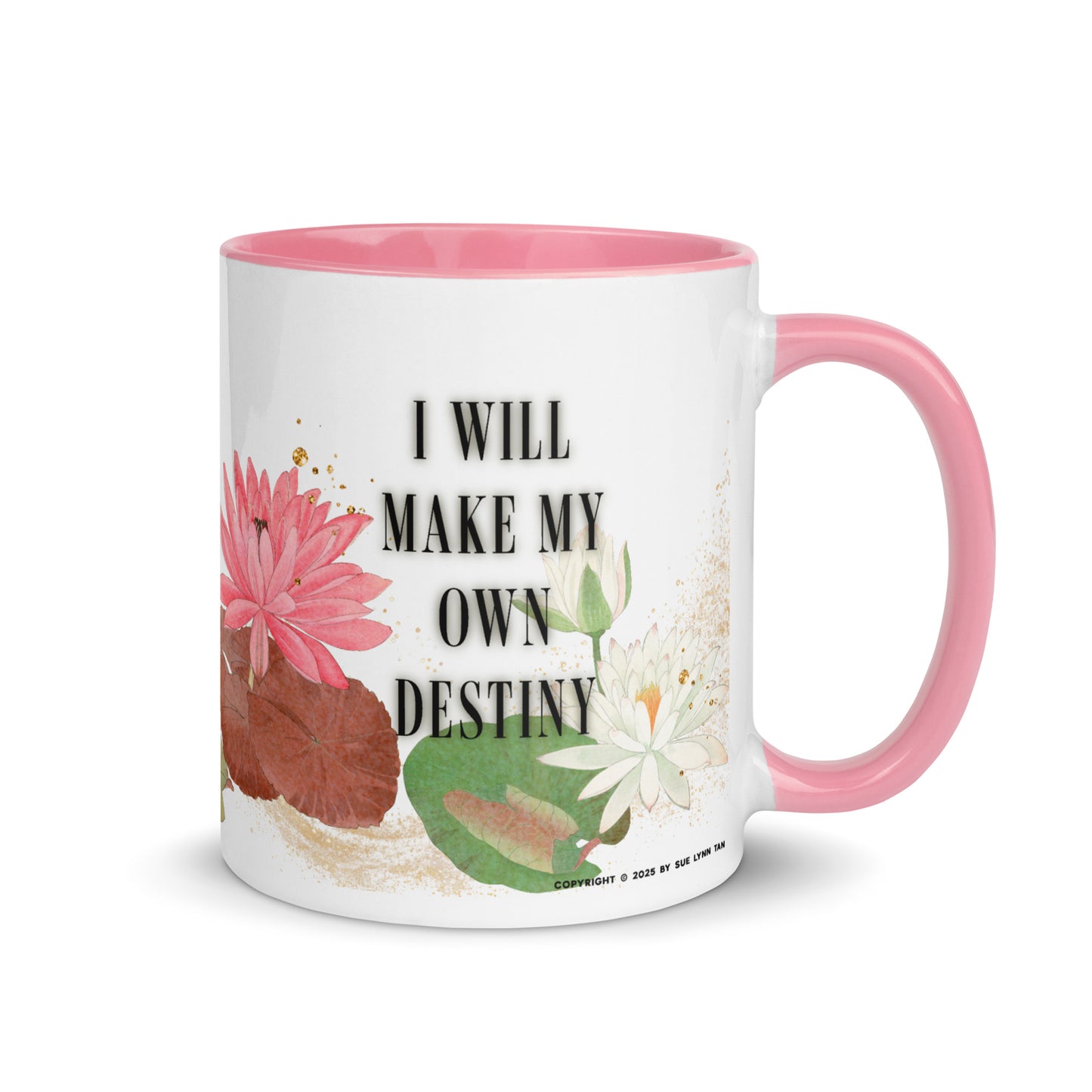 I Will Make My Own Destiny Ceramic Mug - The Bean Workshop - Asian fantasy inspired mug, Book lover gift idea, Bookish aesthetic, Celestial Kingdom, coffee mug, Destiny quote lotus mug, Fantasy rebellion quote, Immortal, Liyen, mug, Strong woman book apparel, Sue Lynn Tan