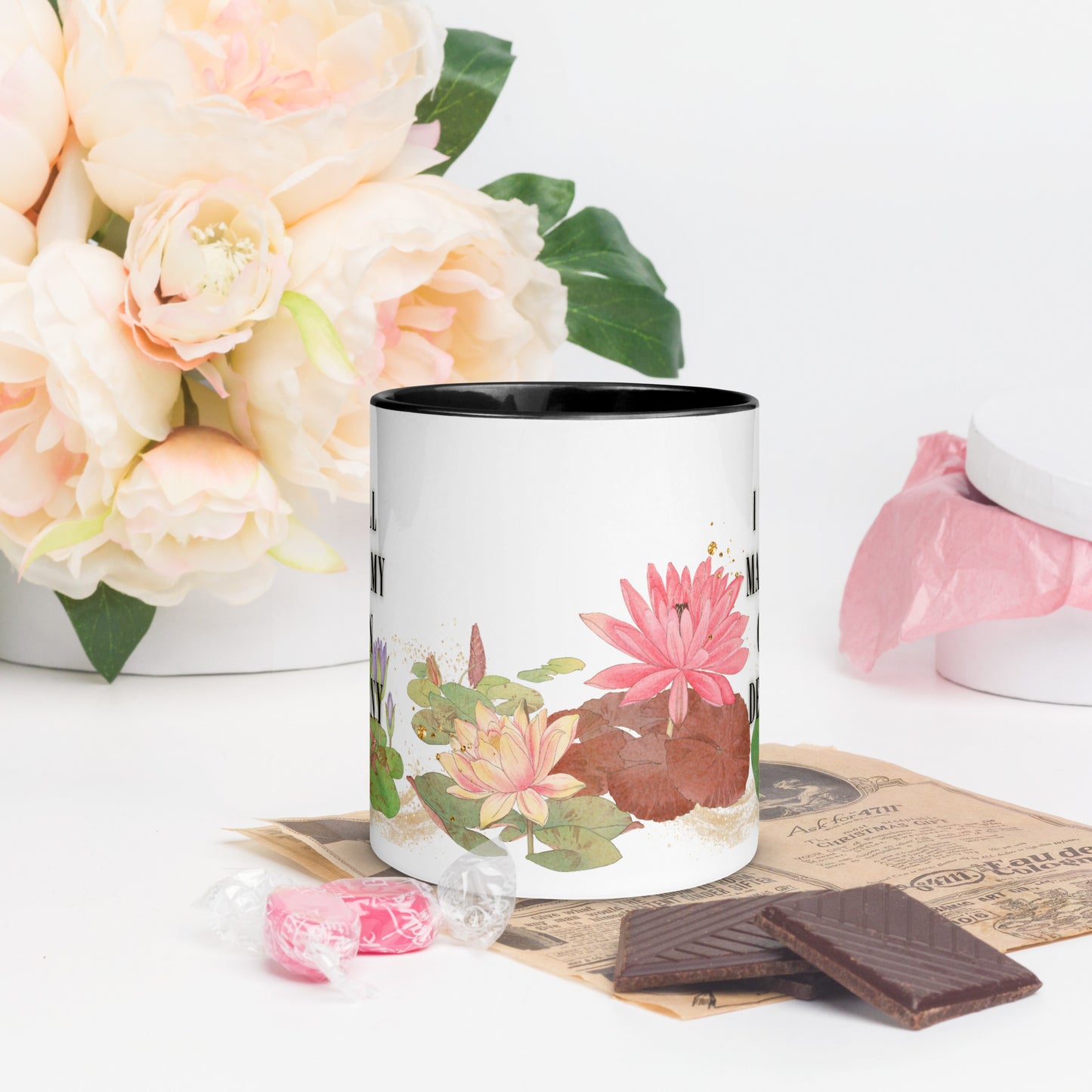 I Will Make My Own Destiny Ceramic Mug - The Bean Workshop - Asian fantasy inspired mug, Book lover gift idea, Bookish aesthetic, Celestial Kingdom, coffee mug, Destiny quote lotus mug, Fantasy rebellion quote, Immortal, Liyen, mug, Strong woman book apparel, Sue Lynn Tan