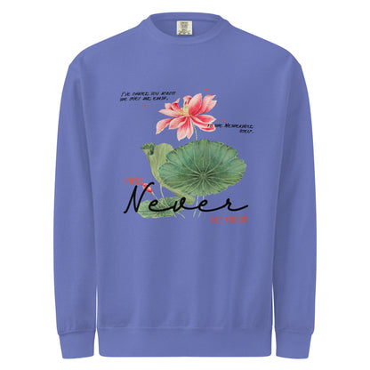 I Will Never Let You Go Sweatshirt - The Bean Workshop - Book lover gift idea, Bookish aesthetic, Celestial Kingdom, Enemies to lovers merch, Immortal, Immortal quote shirt, Sue Lynn Tan, sweater, sweatshirt, Watercolor lotus, Zhangwei and Liyen