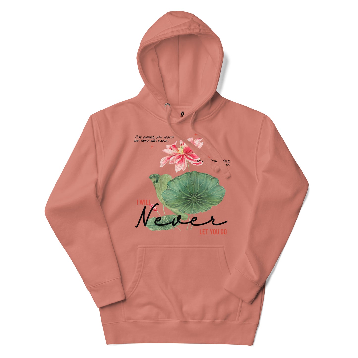 I Will Never Let You Go Premium Hoodie - The Bean Workshop - Book lover gift idea, Bookish aesthetic, Celestial Kingdom, Enemies to lovers merch, hoodie, Immortal, Immortal quote shirt, Sue Lynn Tan, Watercolor lotus, Zhangwei and Liyen