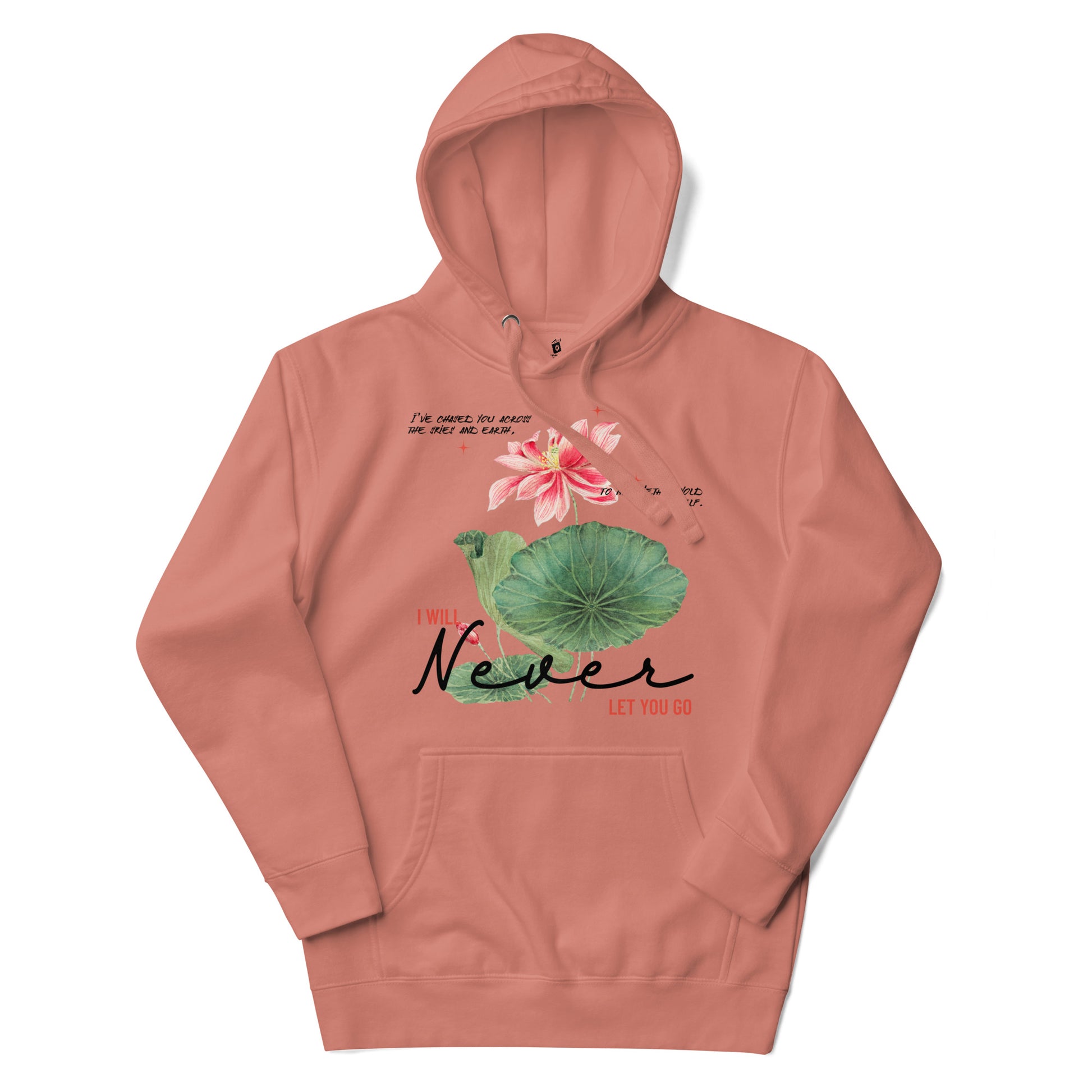 I Will Never Let You Go Premium Hoodie - The Bean Workshop - Book lover gift idea, Bookish aesthetic, Celestial Kingdom, Enemies to lovers merch, hoodie, Immortal, Immortal quote shirt, Sue Lynn Tan, Watercolor lotus, Zhangwei and Liyen