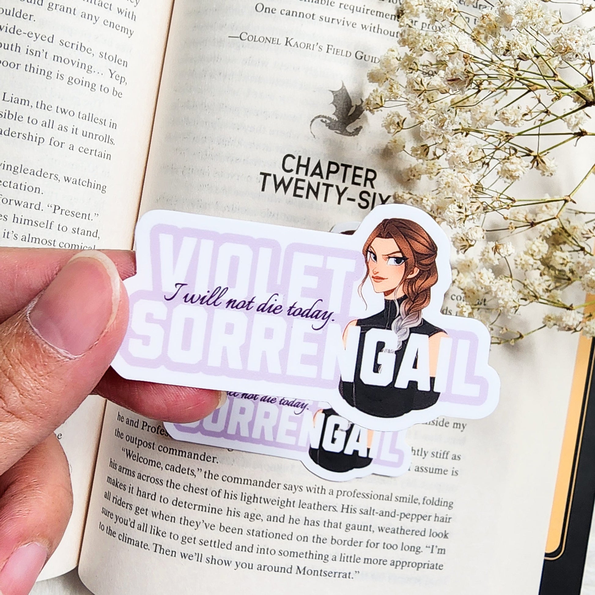 I Will Not Die Today Violet Sorrengail Sticker - The Bean Workshop - fourth wing, Fourth Wing Merch, rebecca yarros, sticker, violet sorrengail