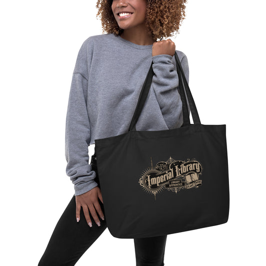 Imperial Library Apprentice Large Organic Cotton Twill Tote Bag - The Bean Workshop - Air Awakens, Elise Kova, Elise Kova Merch, Imperial Library Apprentice, organic cotton twill tote bag, Tote, tote bag, Vhalla Yarl Solaris