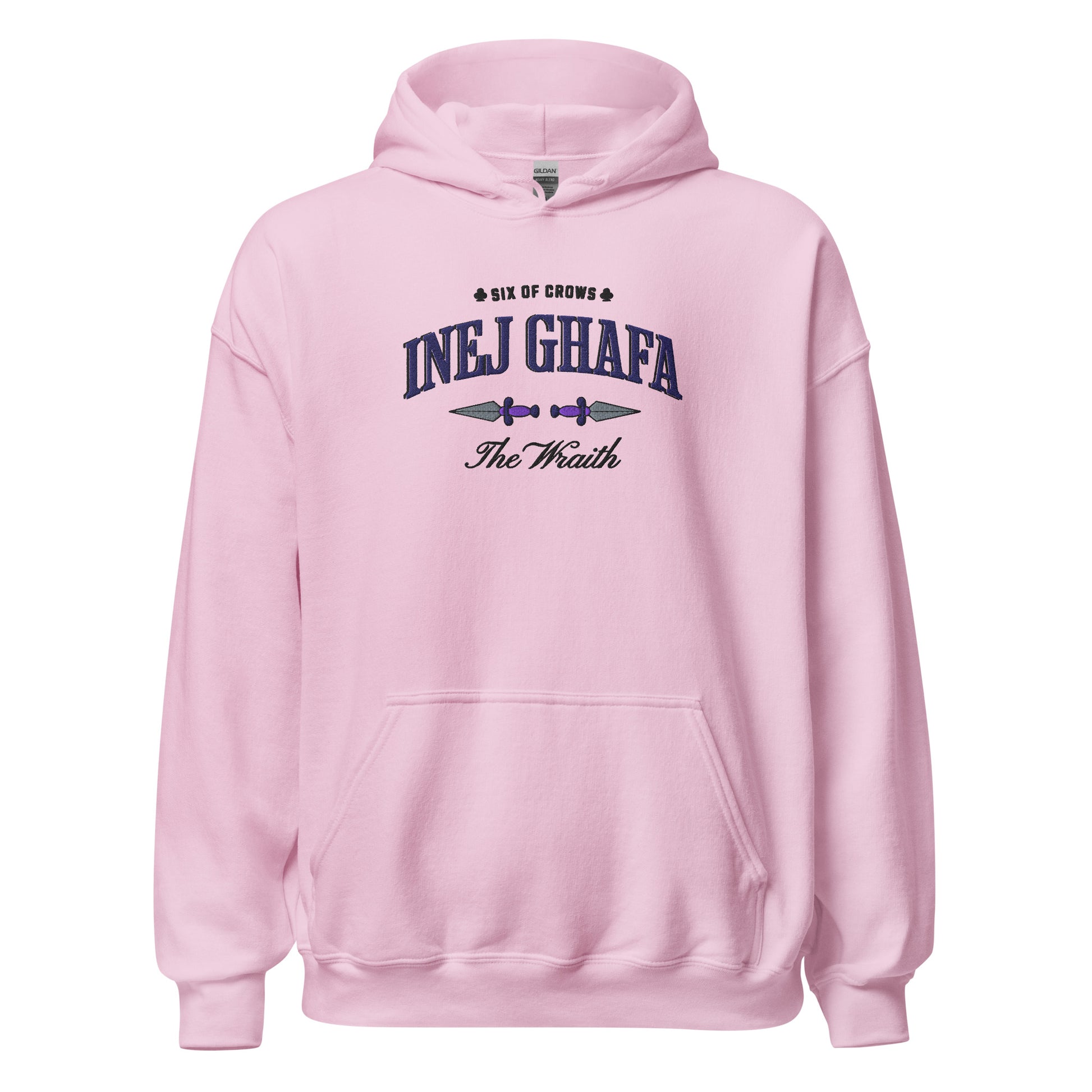 Inej Ghafa Embroidered Hoodie - The Bean Workshop - Bookworm Hoodie, Dagger Design, Fandom Apparel, Fantasy Character, Grishaverse gift, Inej Ghafa embroidered hoodie, Ketterdam Style, leigh bardugo, Leigh Bardugo bookish hoodie, Literary Streetwear, Six of Crows hooded sweatshirt, Suli Spy, The Dregs apparel for readers, The Wraith fan merchandise