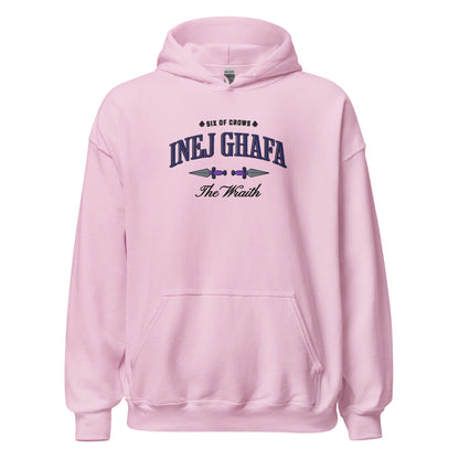 Inej Ghafa Embroidered Hoodie - The Bean Workshop - Bookworm Hoodie, Dagger Design, Fandom Apparel, Fantasy Character, Grishaverse gift, Inej Ghafa embroidered hoodie, Ketterdam Style, leigh bardugo, Leigh Bardugo bookish hoodie, Literary Streetwear, Six of Crows hooded sweatshirt, Suli Spy, The Dregs apparel for readers, The Wraith fan merchandise