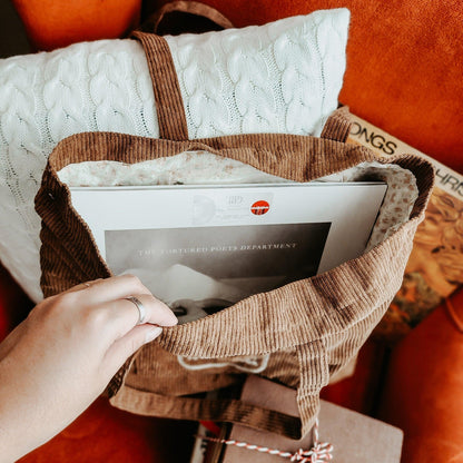 It's A Good Day To Read A Book Embroidered Corduroy Tote Bag - The Bean Workshop - bibliophile gift, book club, book girlie, book lover, book lovers, book tote, bookaholic, bookish, bookish friends, bookstore, bookstore date, booktrovert, corduroy tote bag, embroidered tote bag, gift for readers, tote, tote bag