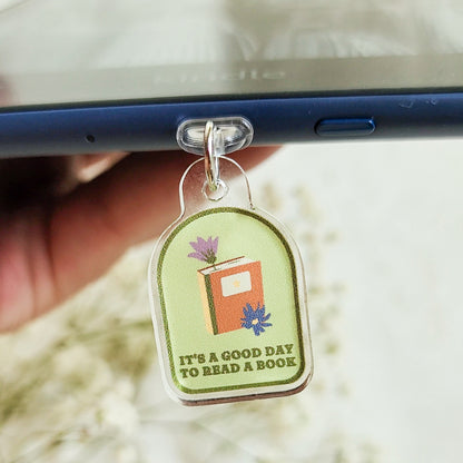 It's A Good Day To Read A Book Kindle Charm - The Bean Workshop - dust plug, e readers, kindle charm, phone charm, reading accessories