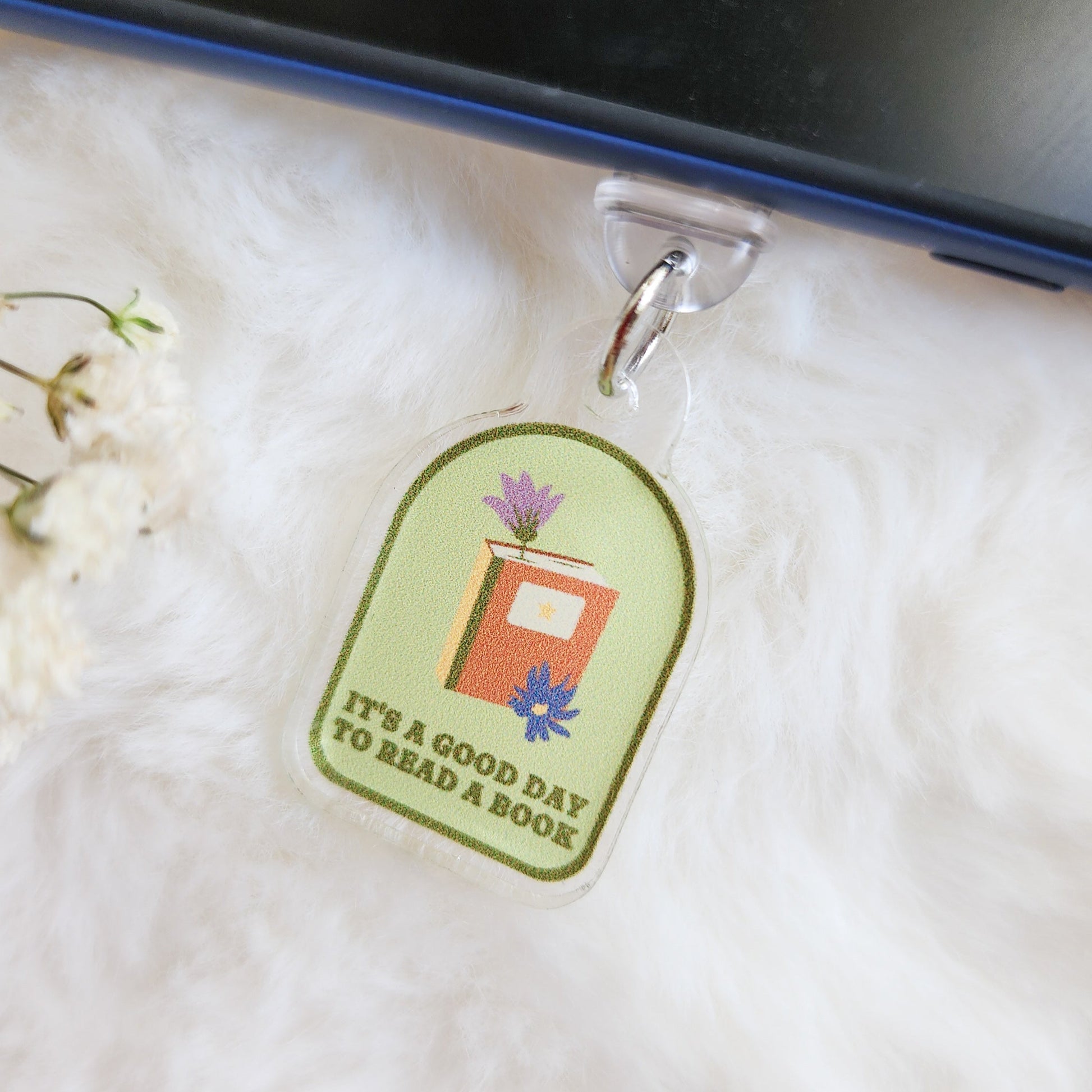 It's A Good Day To Read A Book Kindle Charm - The Bean Workshop - dust plug, e readers, kindle charm, phone charm, reading accessories